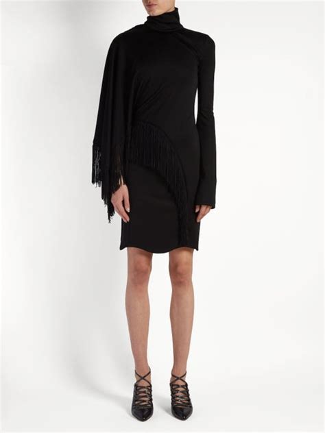 givenchy fringed high-neck compact-jersey dress|givenchy dresses.